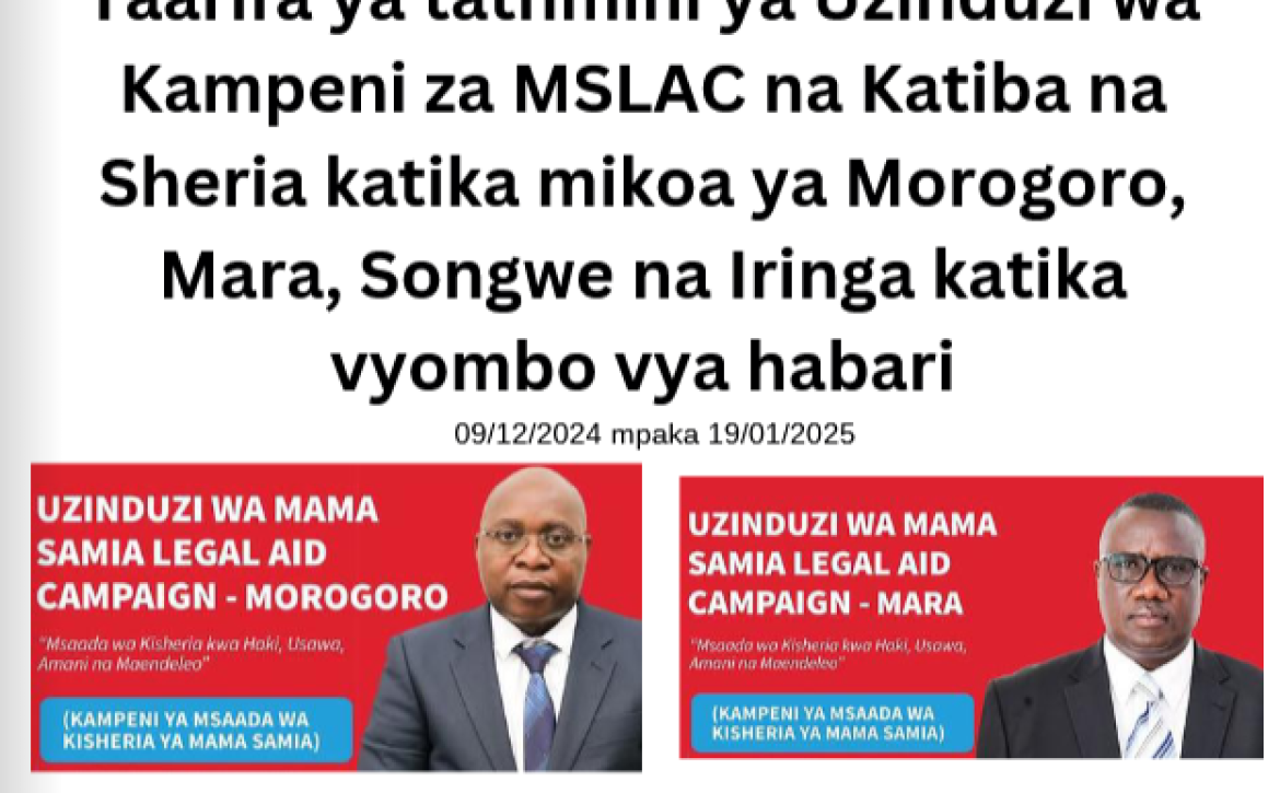 Taarifa ya tathmini ya Uzinduzi wa Kampeni za MSLAC