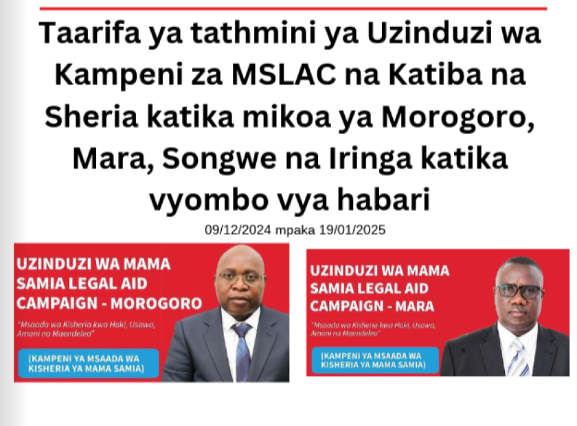 Taarifa ya tathmini ya Uzinduzi wa Kampeni za MSLAC